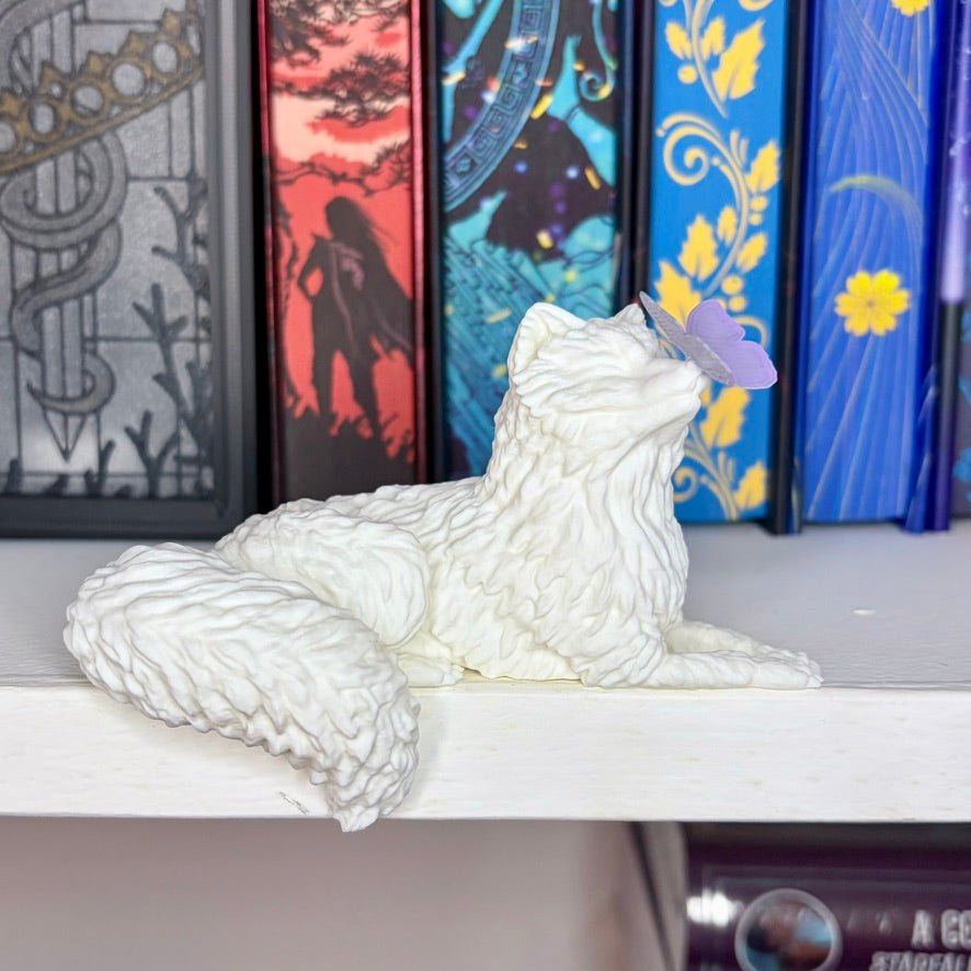 3d Printed Perchling Fox with Butterfly Bookshelf Decor