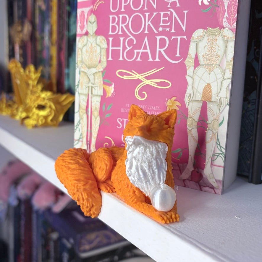 3d Printed Perchling OUABH Inspired Fox with Apple Bookshelf Decor