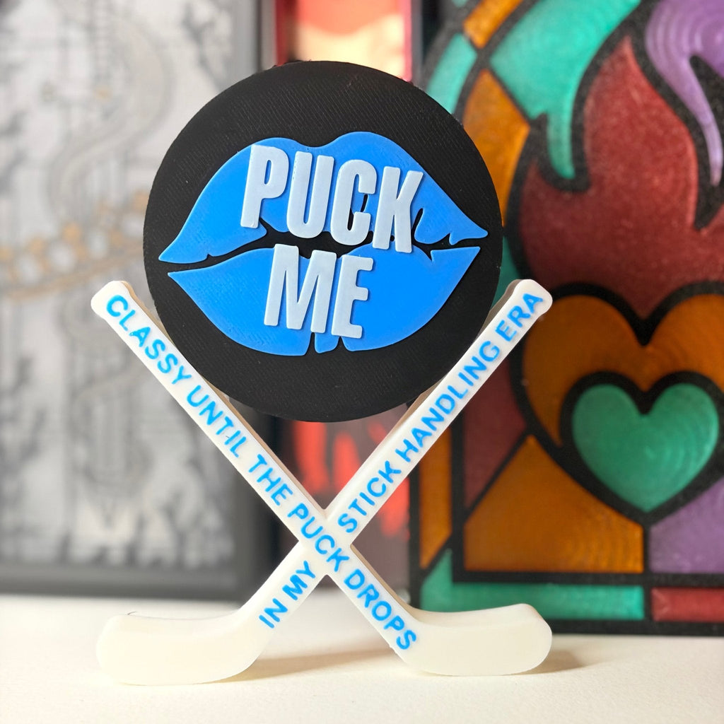3d Printed Puck Me Shelf Decor - Hockey Romance