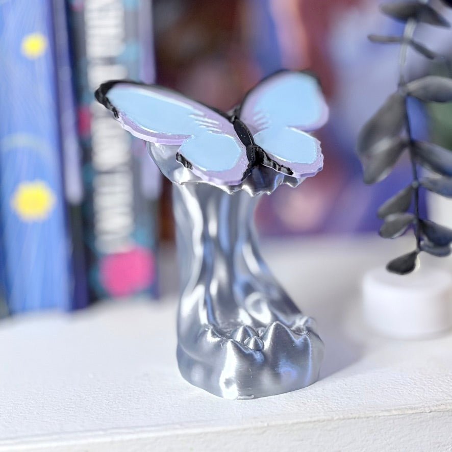 3d Printed Quicksilver Butterfly Bookshelf Decor
