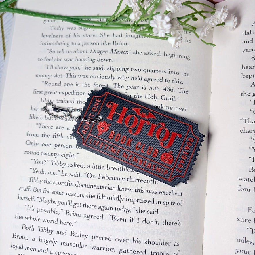 3D Printed Thin Horror Ticket Keychain | Chain Clasp