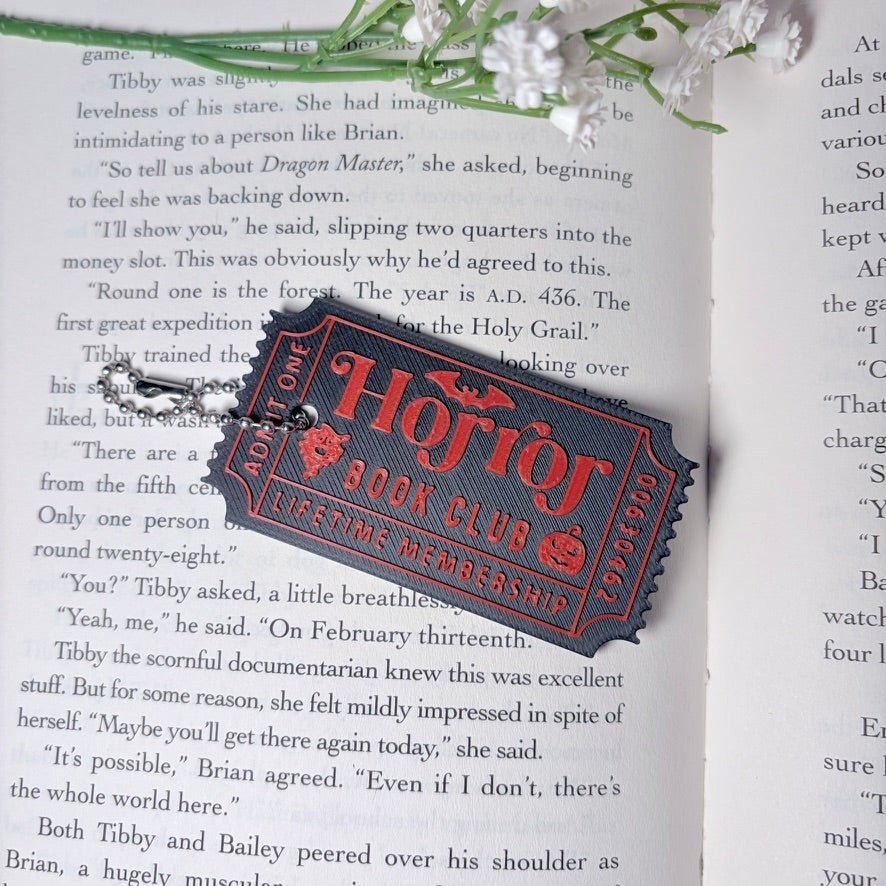 3D Printed Thin Horror Ticket Keychain | Chain Clasp