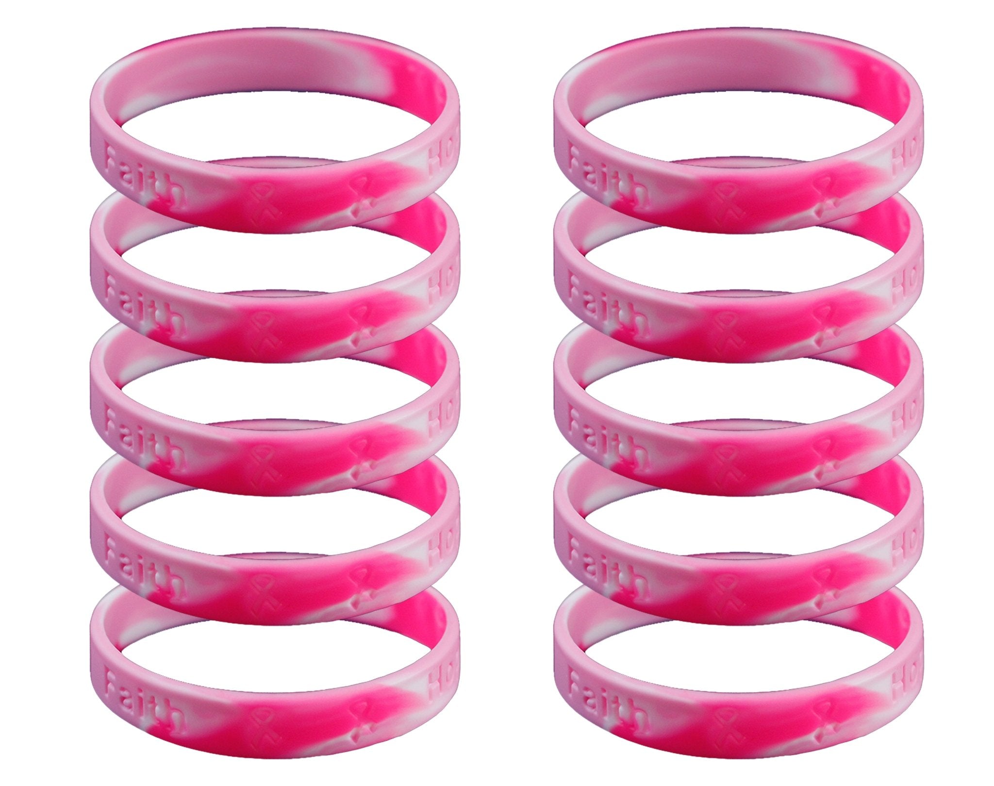 25 Pack Pink Camoflouge Breast Cancer Silicone Bracelets