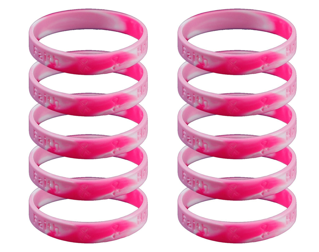 25 Pack Pink Camoflouge Breast Cancer Silicone Bracelets