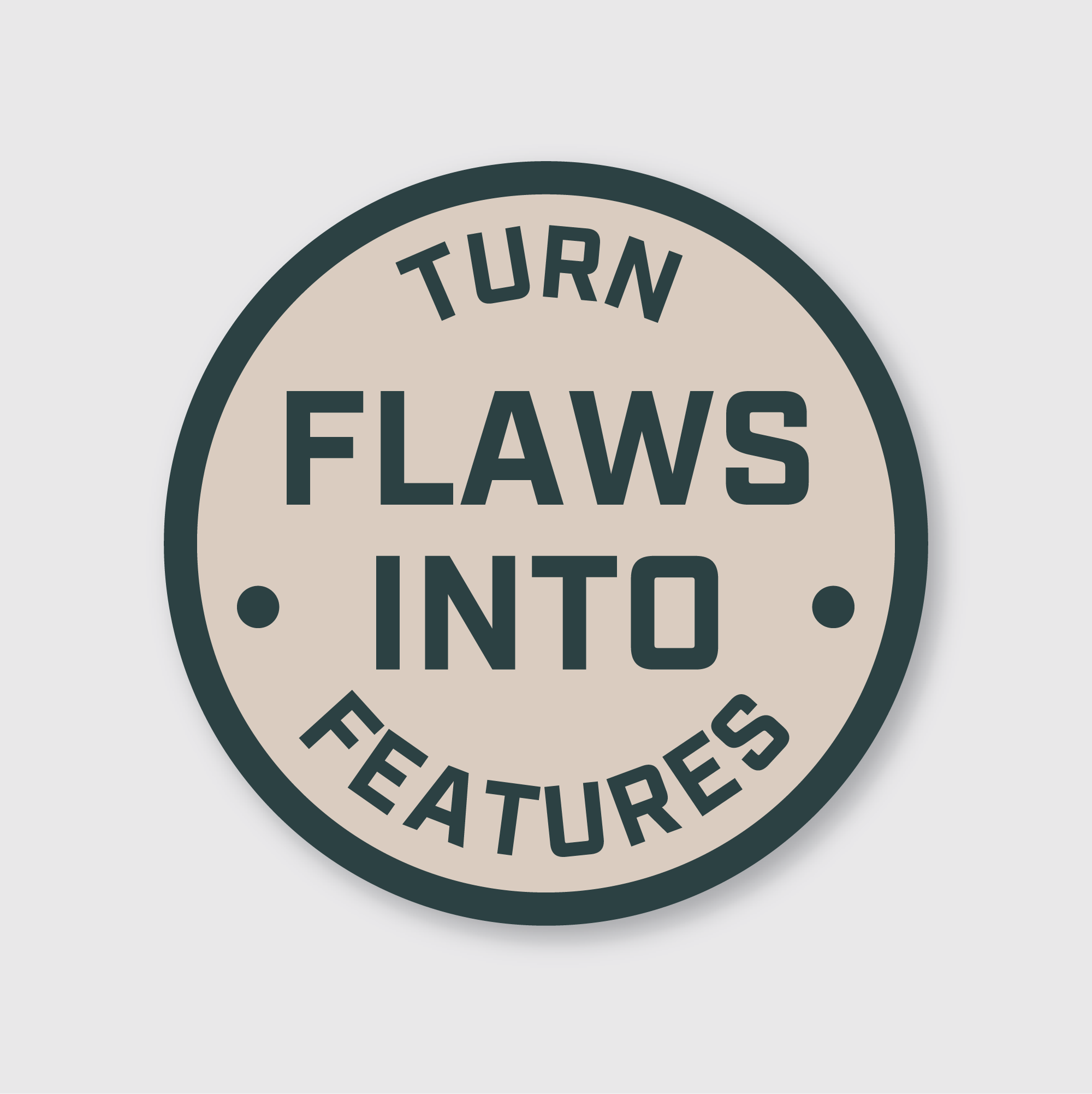 Flaws Into Features Sticker