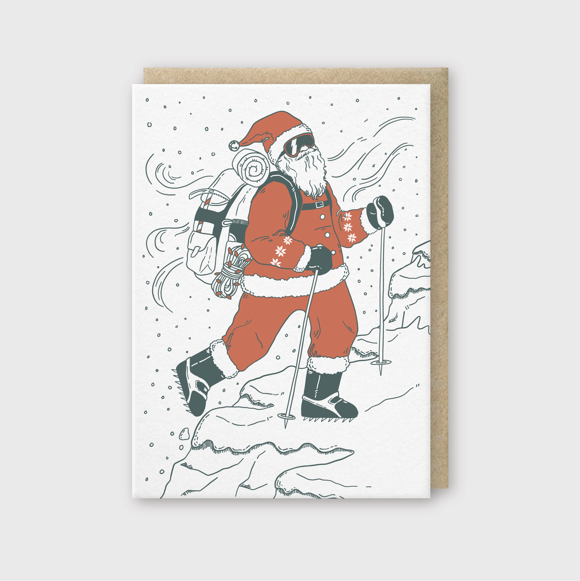 Hiker Santa Greeting Card