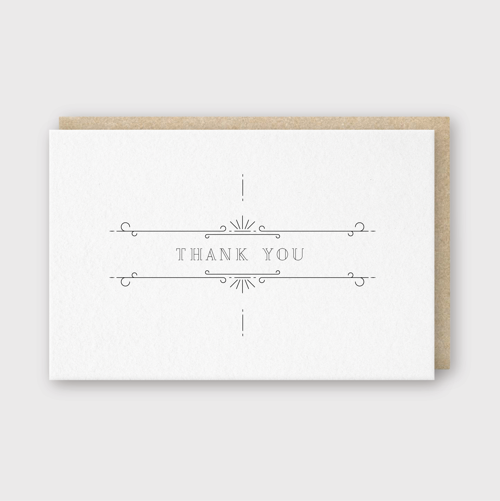 Thank You Ornate Grey Greeting Card