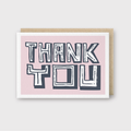 Thank You Pink Block Type Greeting Card