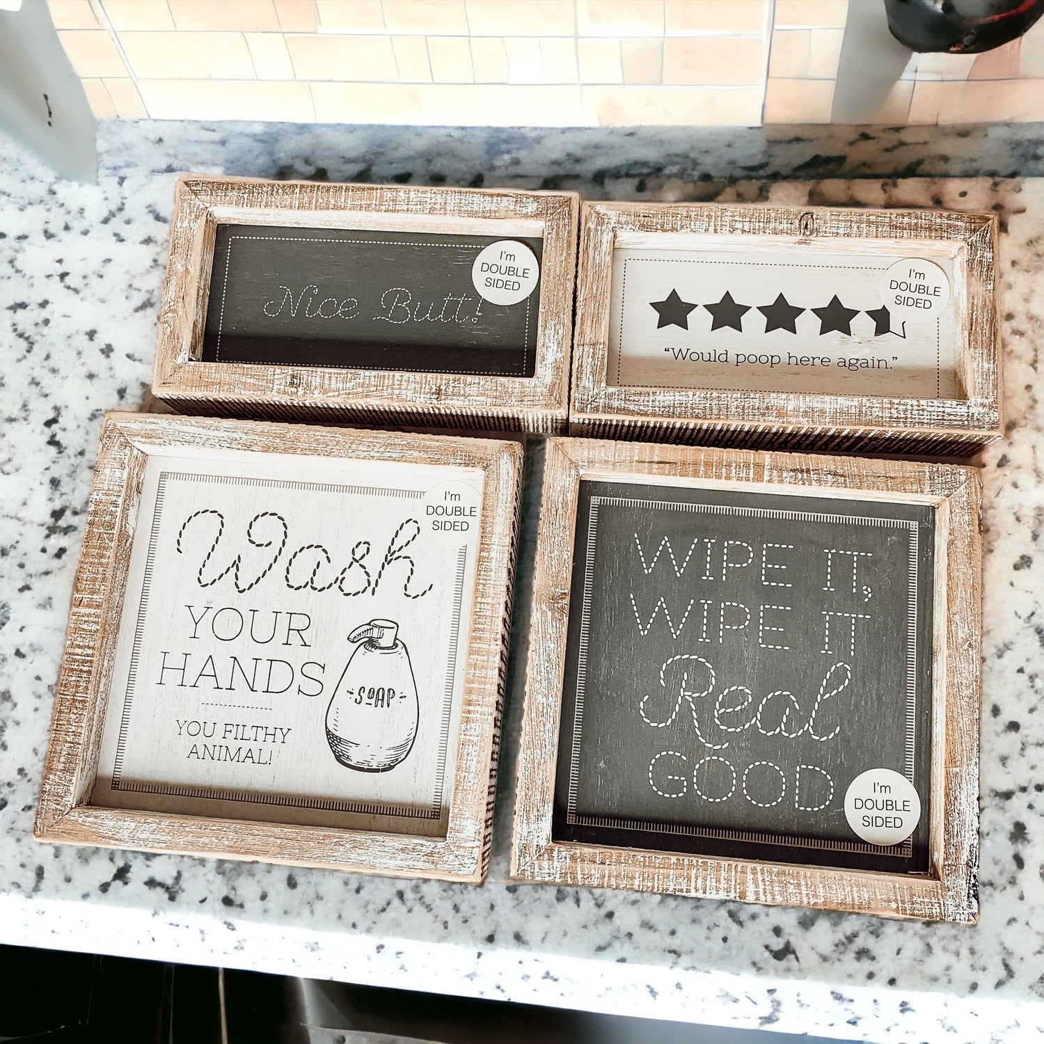 Funny Double Sided Bathroom Sign Guest Restroom Humor Decor Gift For Remodel Homes