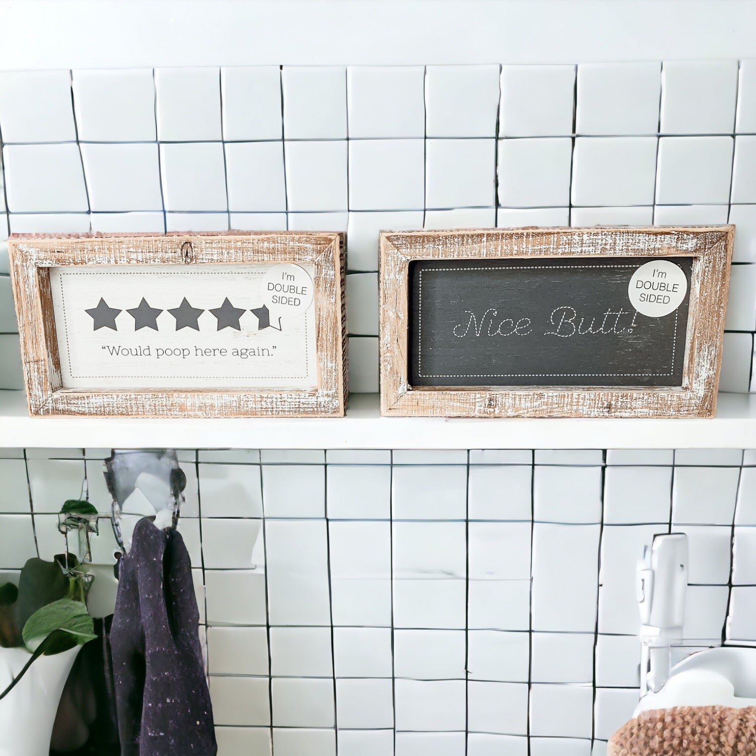 Funny Double Sided Bathroom Sign Guest Restroom Humor Decor Gift For Remodel Homes