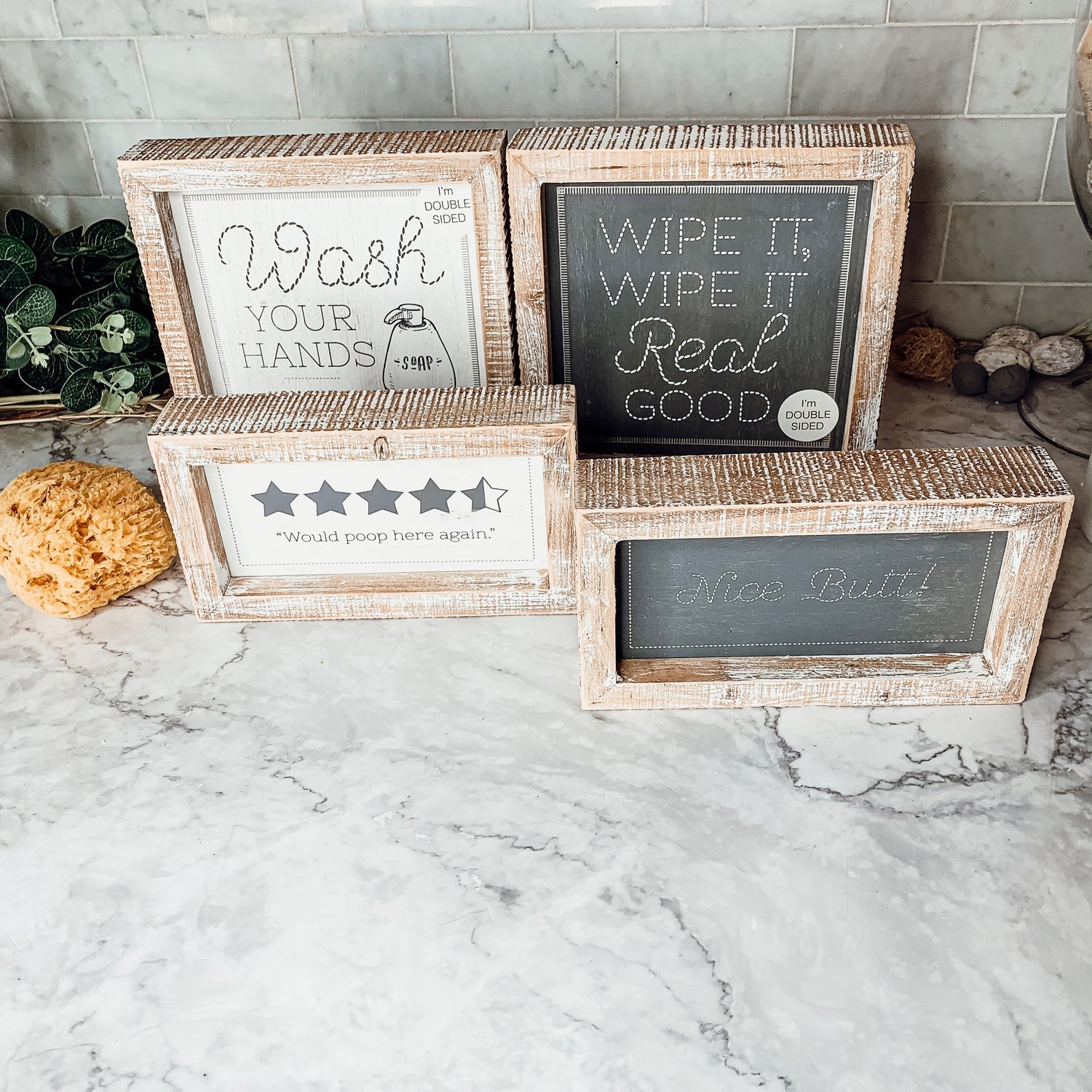 Funny Double Sided Bathroom Sign Guest Restroom Humor Decor Gift For Remodel Homes