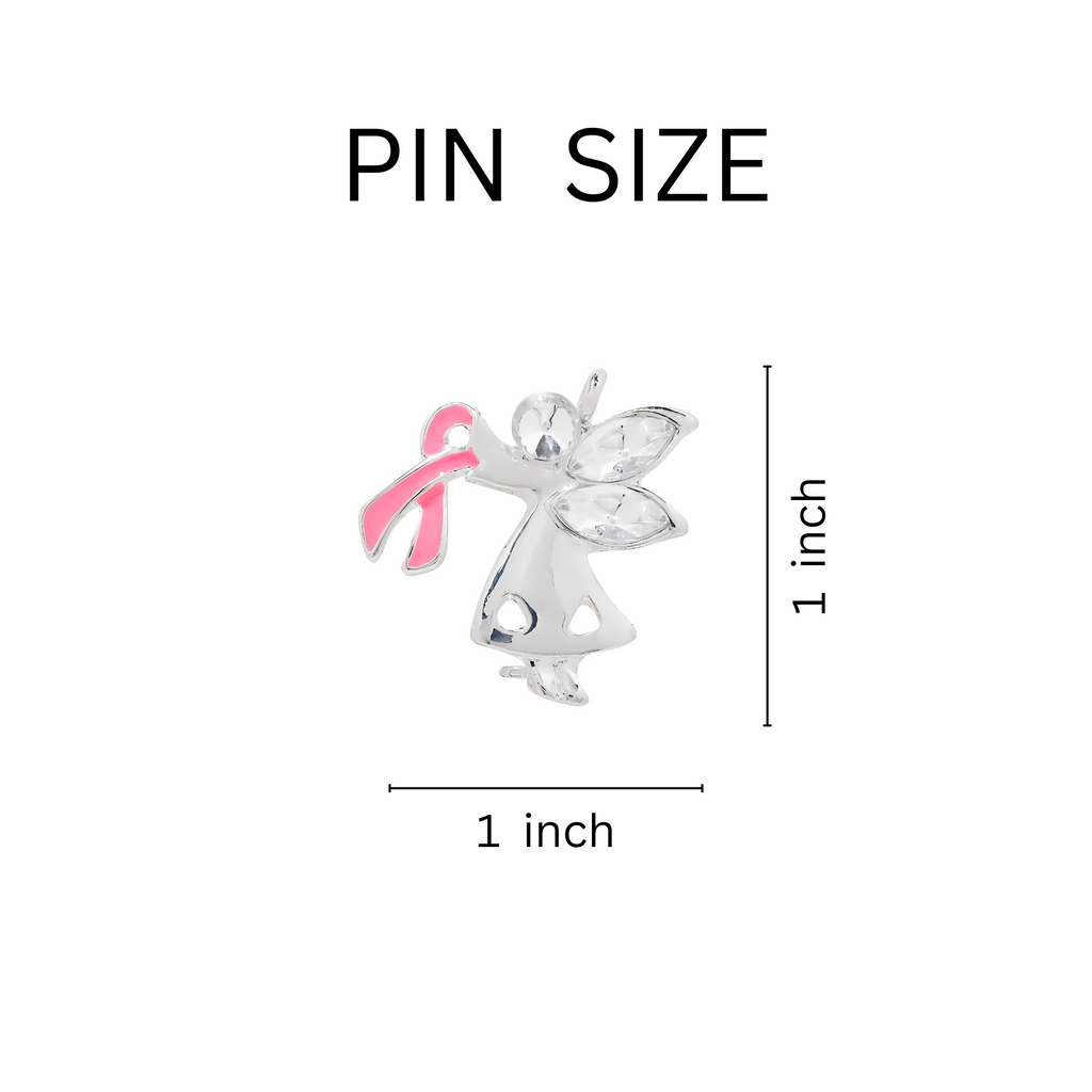 10 Pack Pink Ribbon Angel Pins