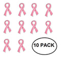 10 Pack Pink Ribbon Pins