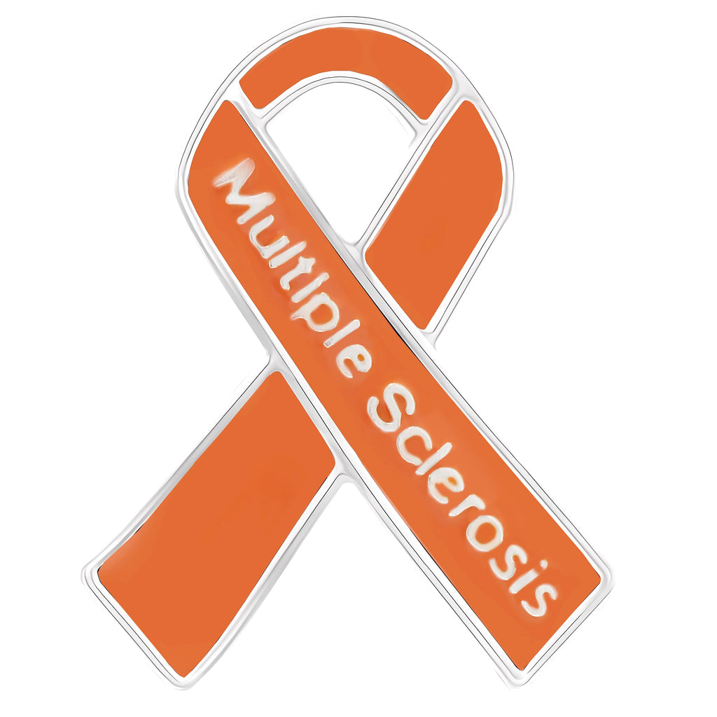 10 Pack of Multiple Sclerosis Awareness Orange Ribbon Pins
