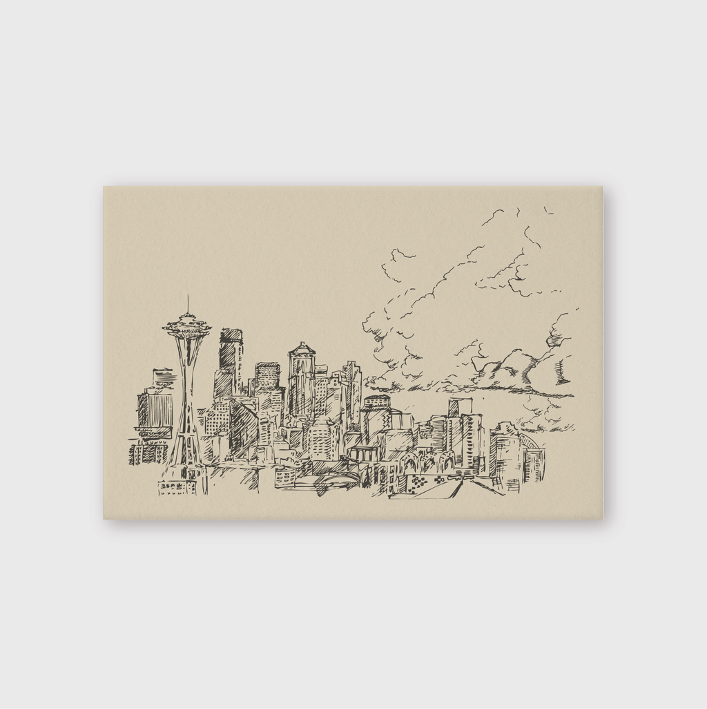 Seattle City Sketch Postcard