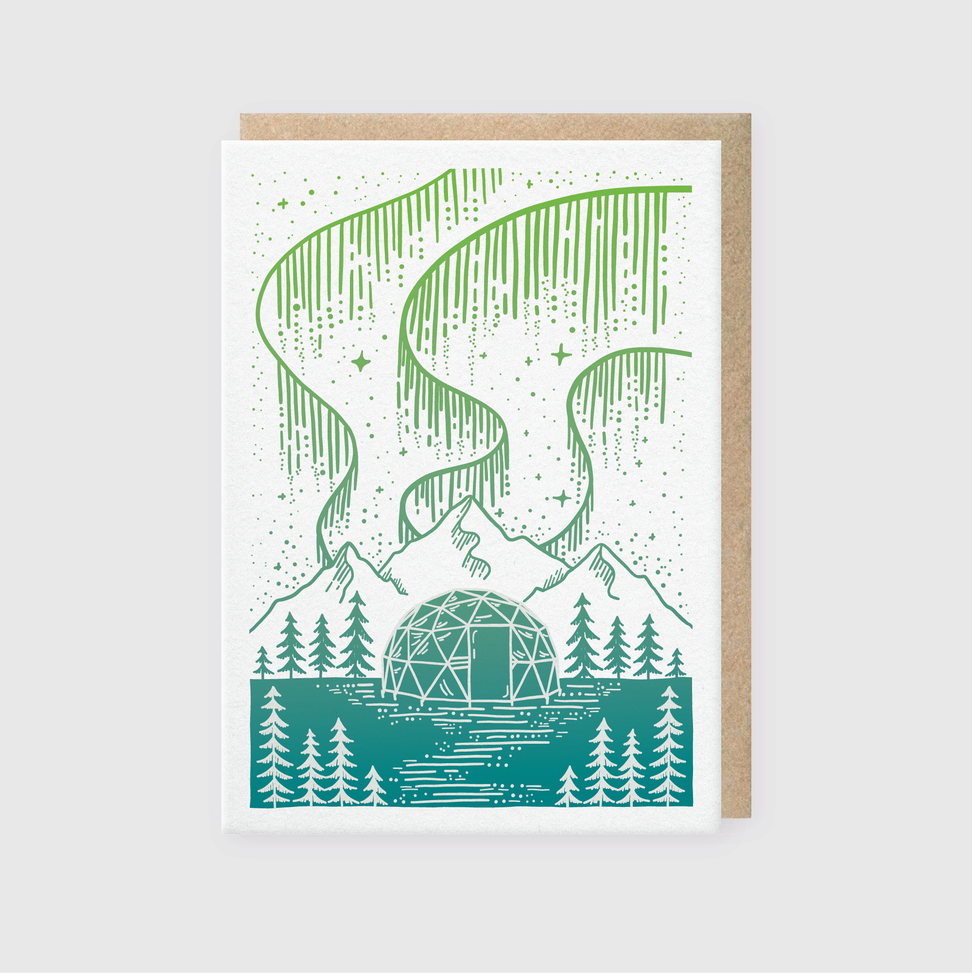Northern Lights Green Greeting Card