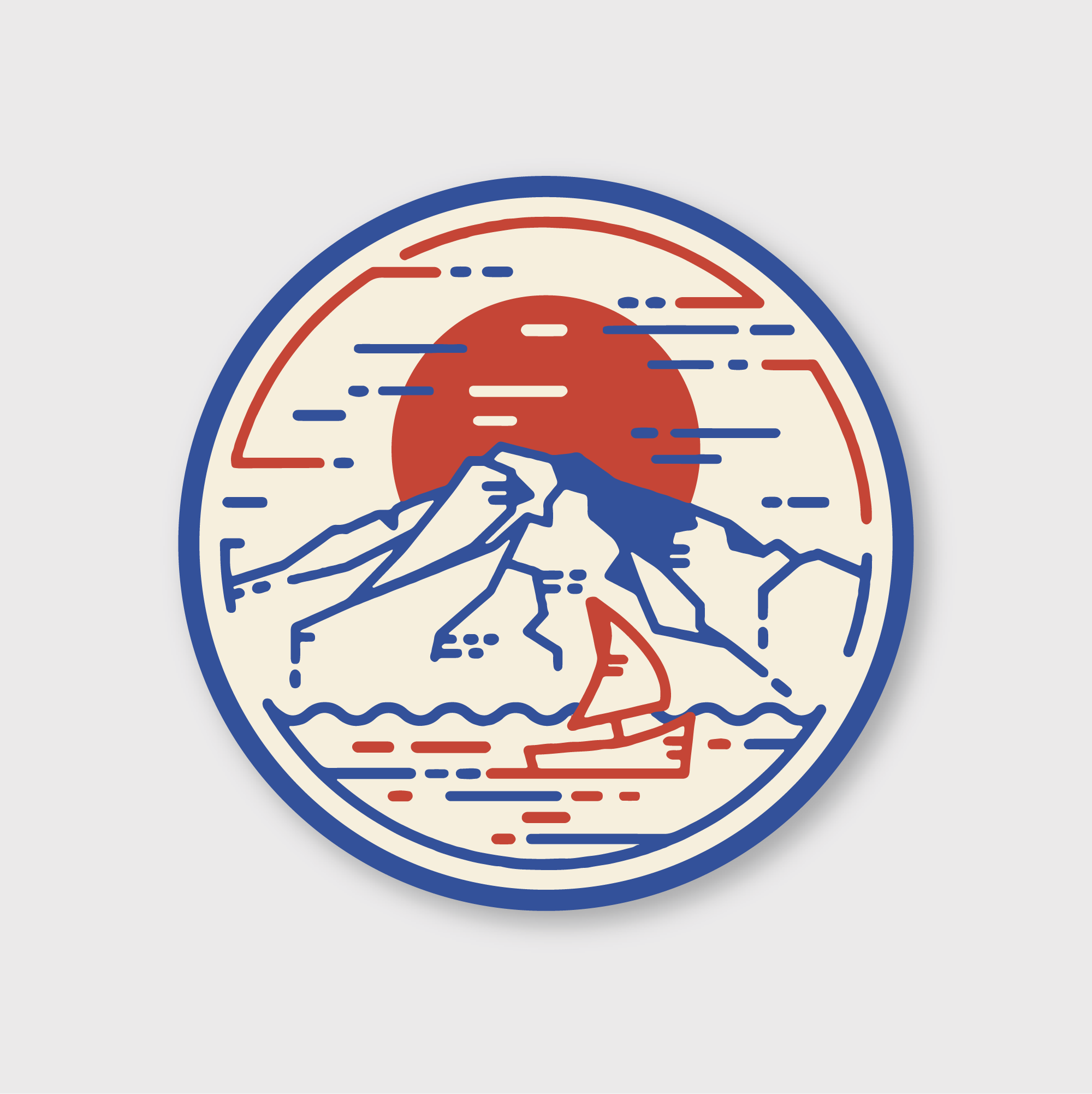 Mountain Sunset Sailboat Sticker