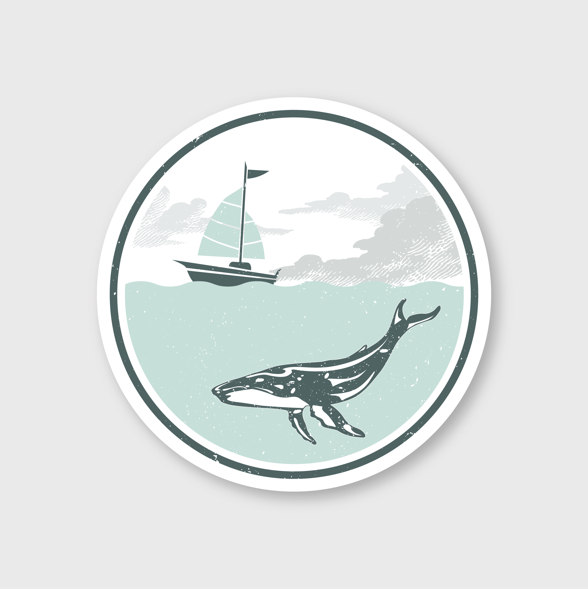 Whale Sailboat Sticker