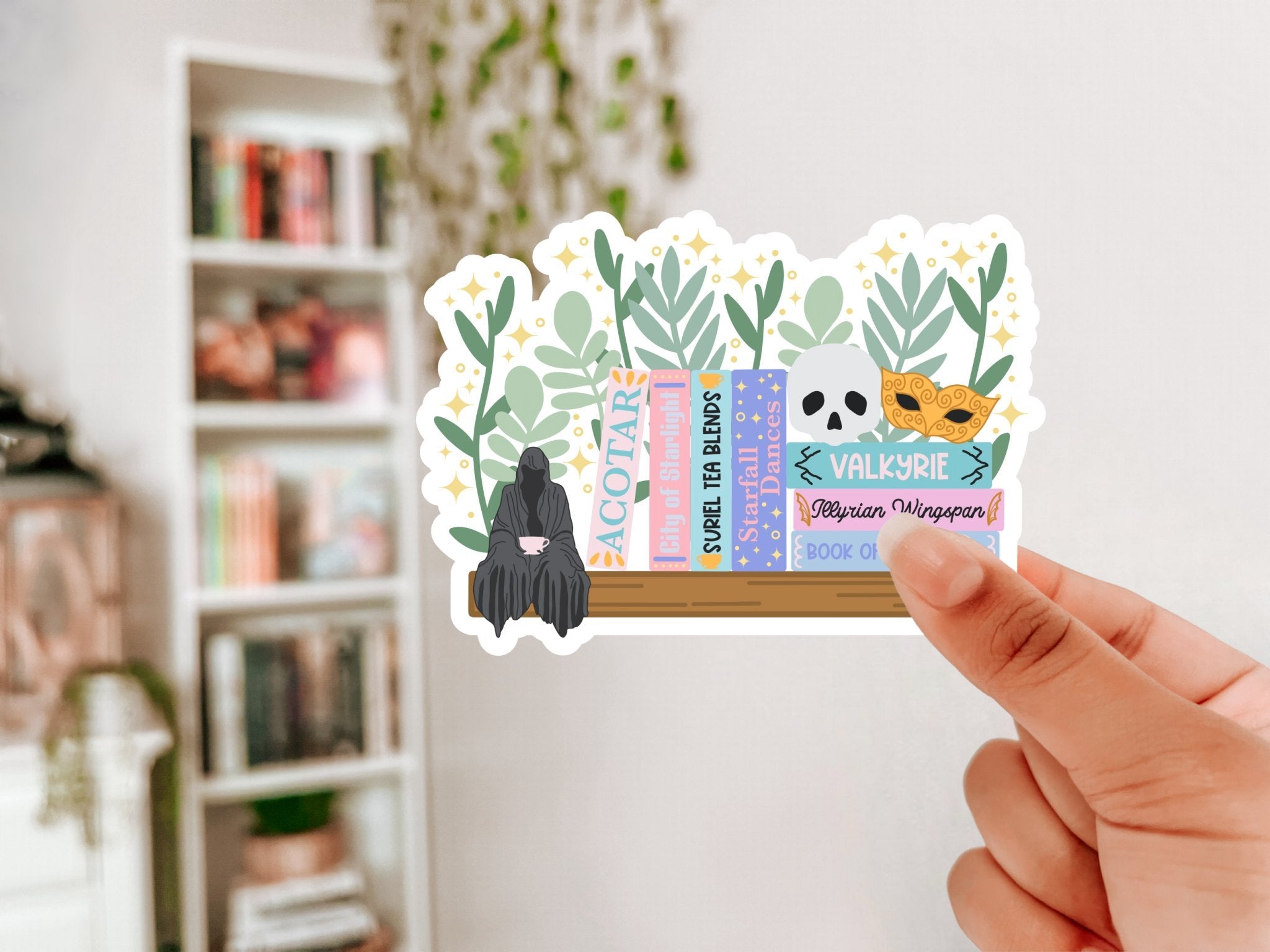 ACOTAR Series Bookshelf Glitter Sticker