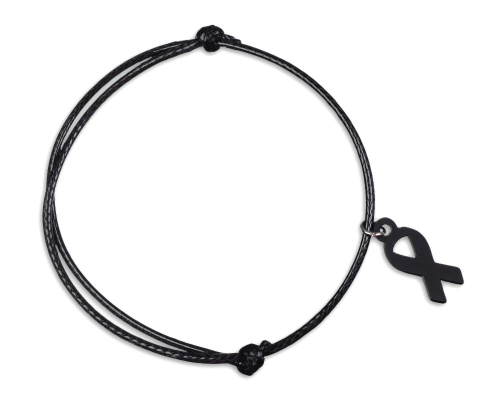 25 Black Ribbon Cord Bracelets