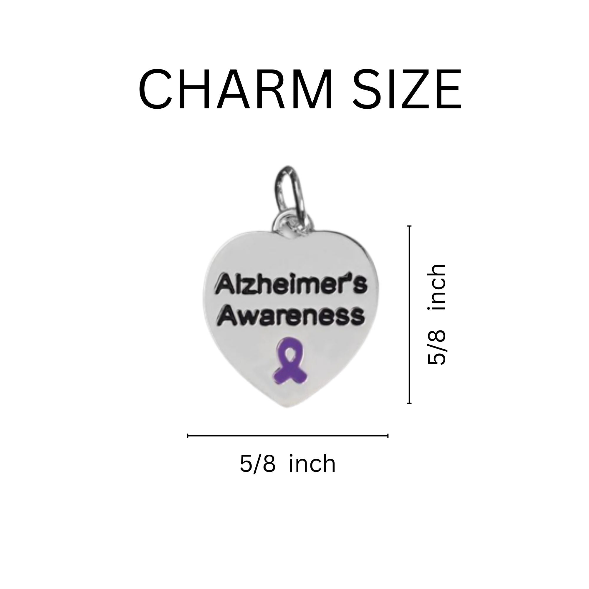 Alzheimer's Awareness Heart Retractable Charm Bracelets