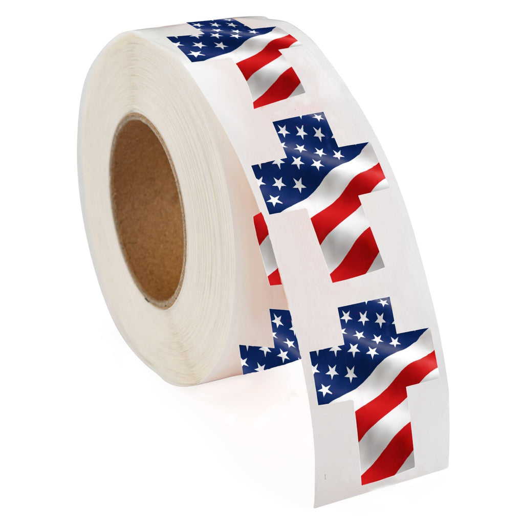 American Flag Cross Stickers (Large or Small) - 250 Stickers