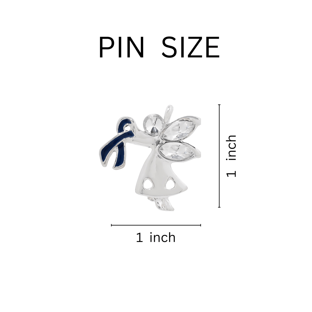 10 Pack Angel By My Side Dark Blue Ribbon Pins