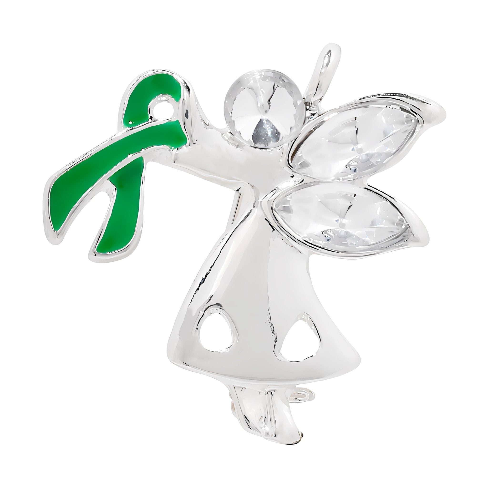 10 Pack Angel By My Side Green Ribbon Pins