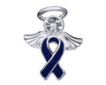 Angel Dark Blue Ribbon Awareness Pins