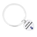 Arthritis Awareness Dark Blue Ribbon Heart Charm Split Style Key Chains