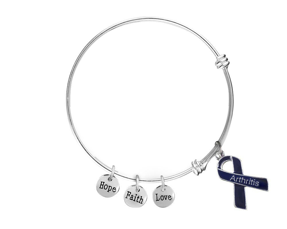 Arthritis Awareness Dark Blue Ribbon Retractable Bracelets