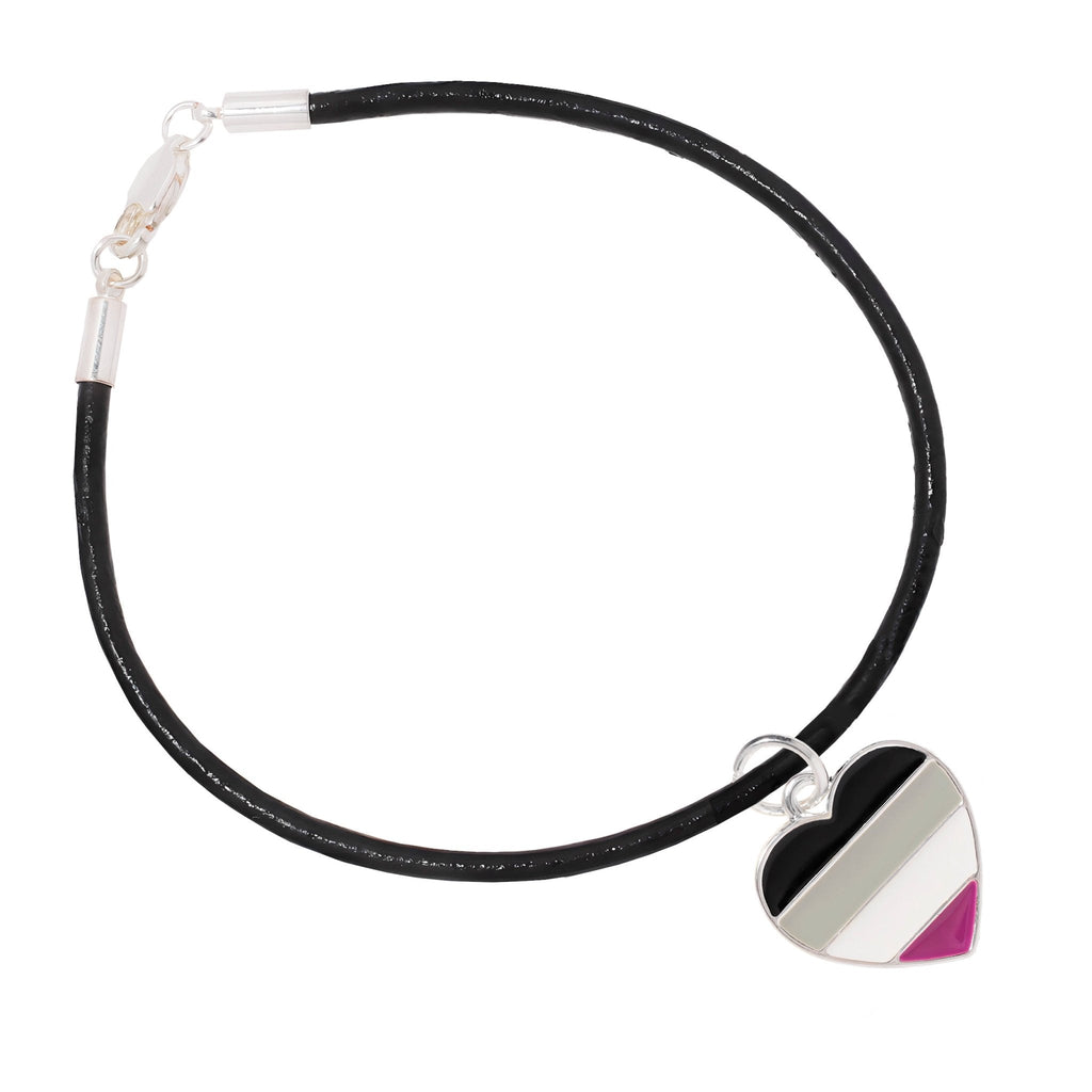 Asexual Heart Flag Black Cord Bracelets