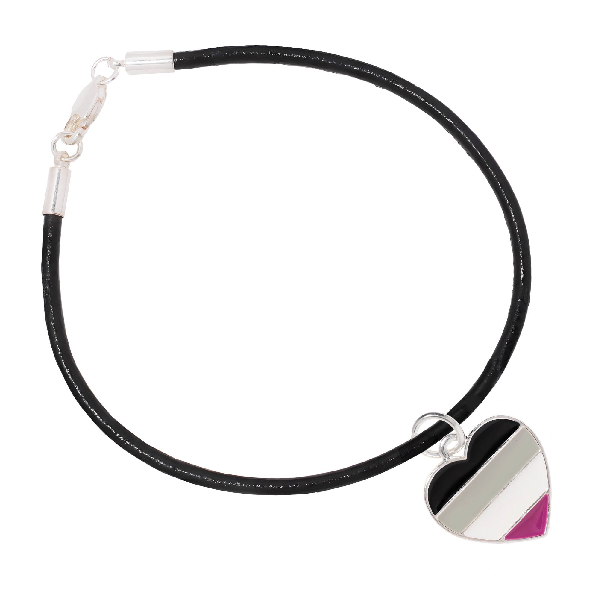 Asexual Heart Flag Black Cord Bracelets