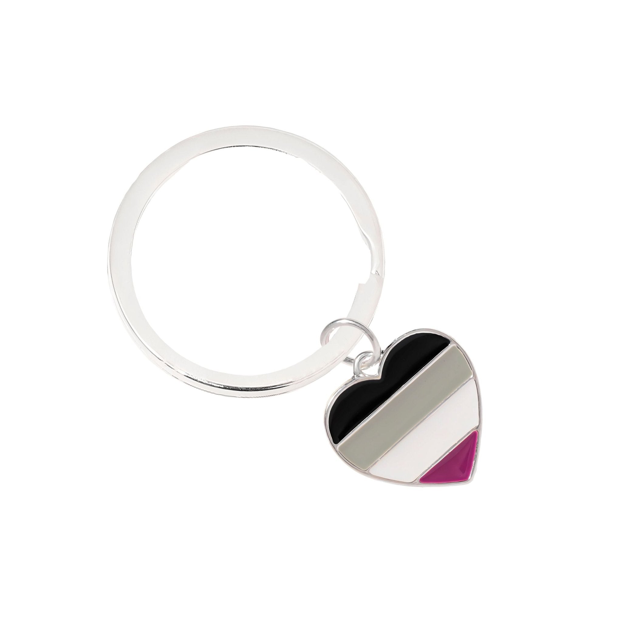 Asexual Heart Flag Split Ring Key Chains