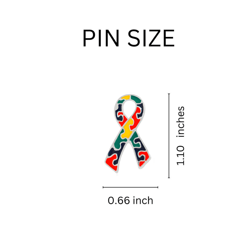 Autism Awareness Ribbon Flat Pins
