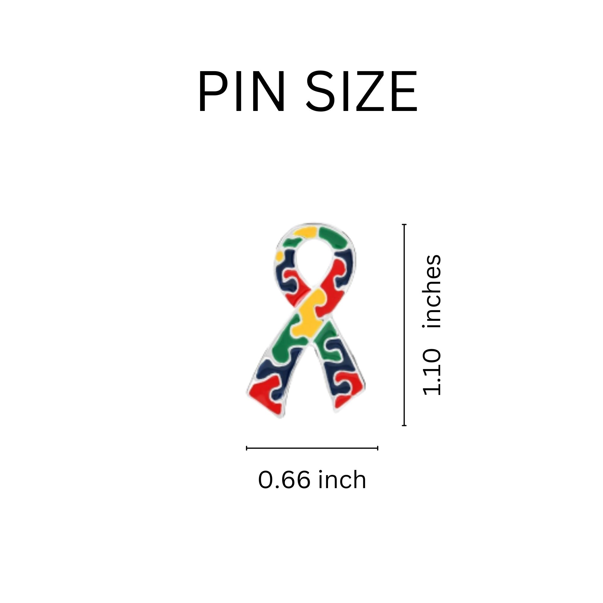 10 Pack Autism Awareness Ribbon Flat Pins