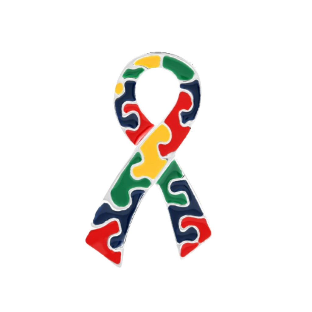 10 Pack Autism Awareness Ribbon Flat Pins