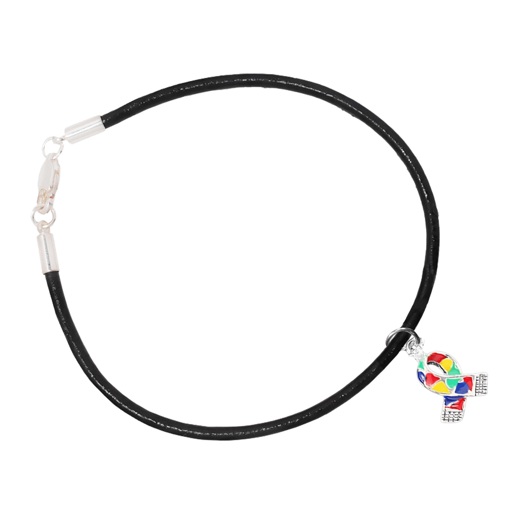 Autism Awareness Ribbon Leather Cord Bracelets