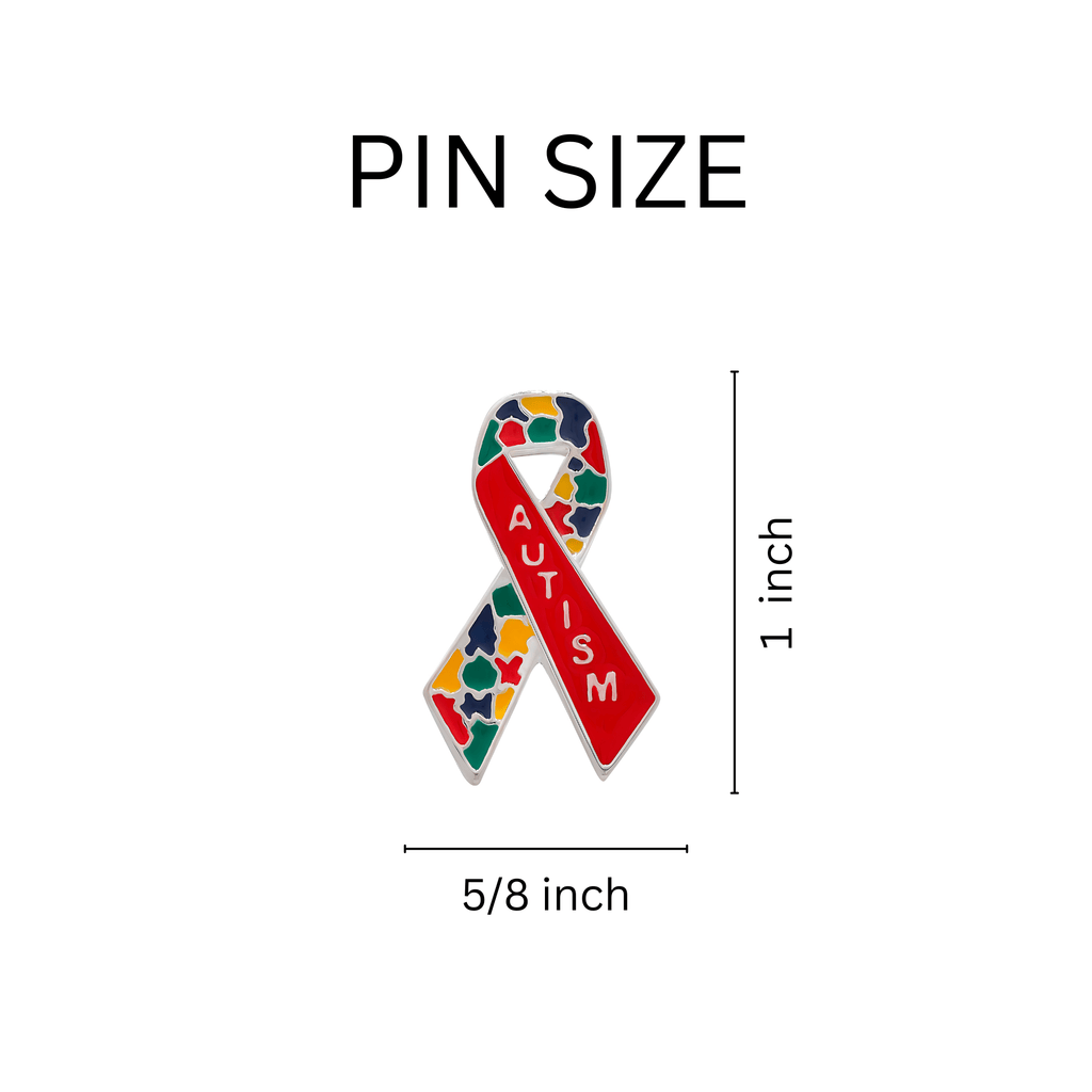 10 Pack Autism Awareness Ribbon Pins