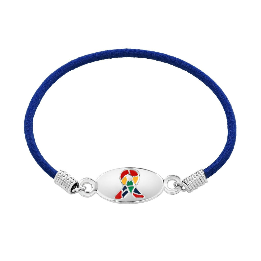 10 Pack Autism Awareness Ribbon Stretch Bracelets