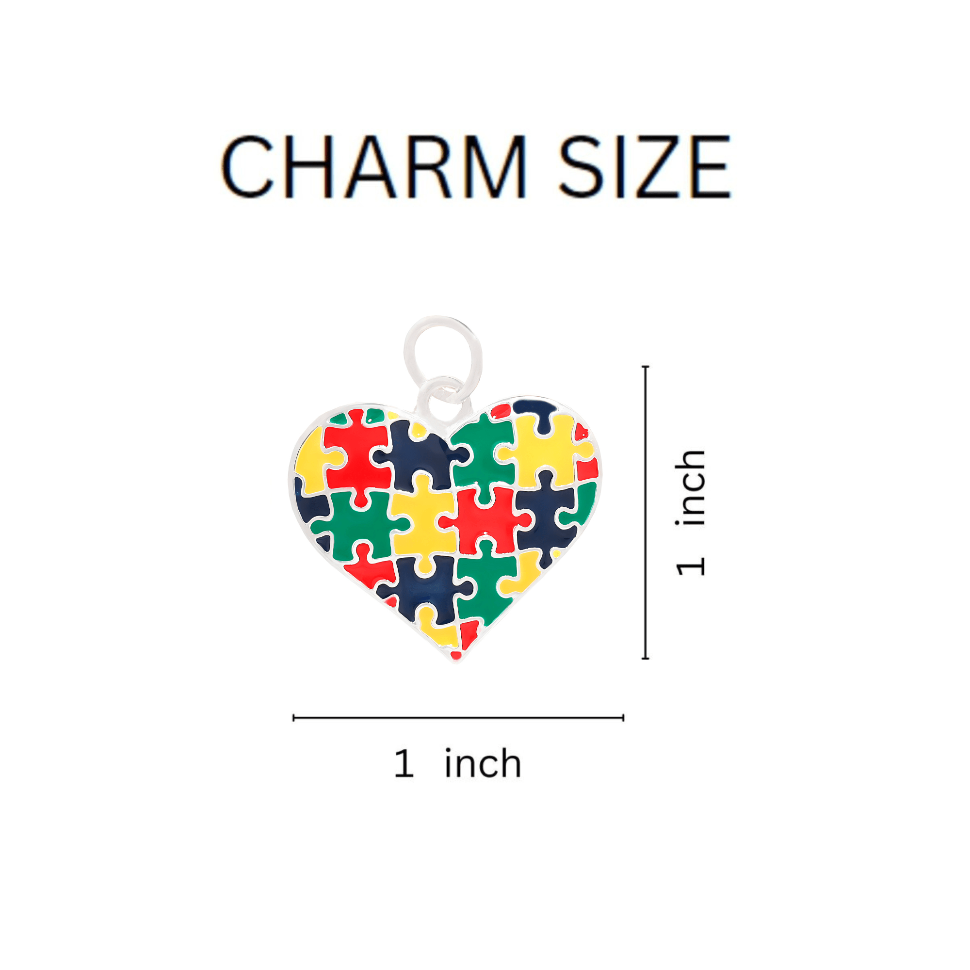 Autism Colored Puzzle Piece Heart Charms