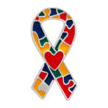 Autism Puzzle Ribbon with Heart Pins