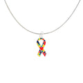 Autism Ribbon with Heart Design Necklaces