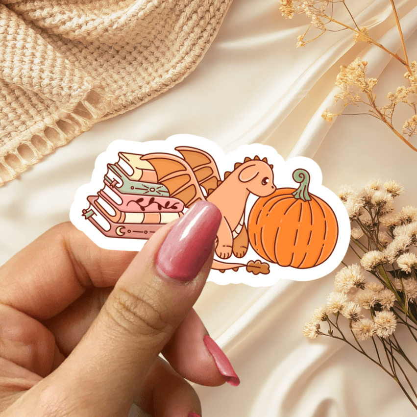 Autumn Dragon and Books Sticker