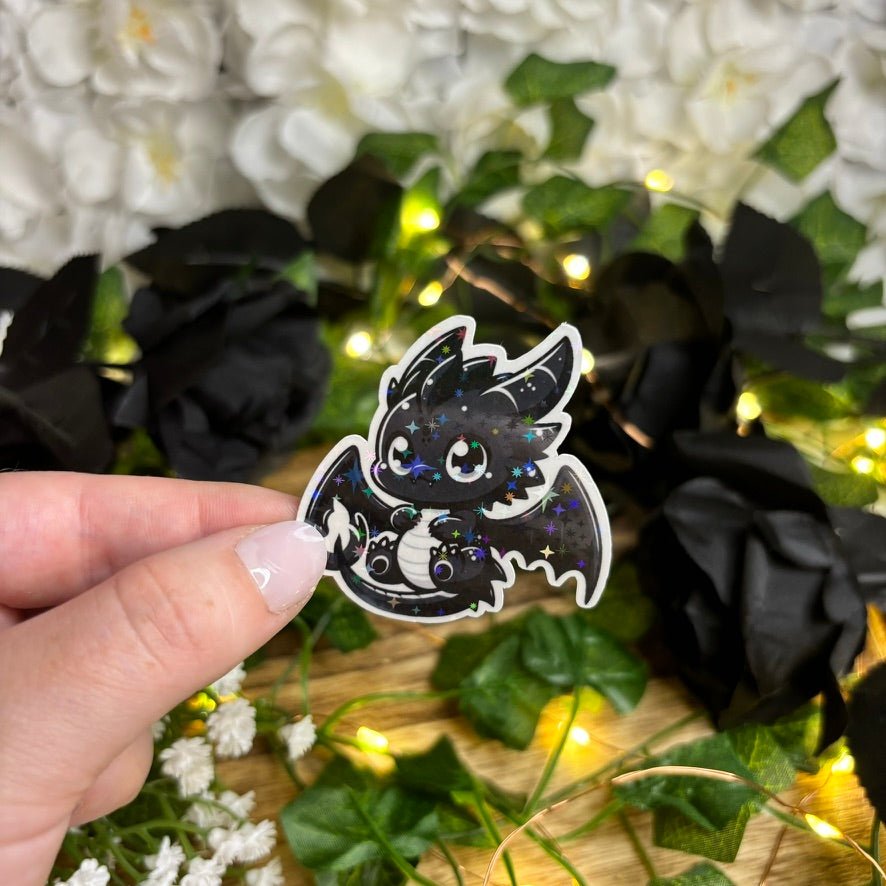 Baby Black Dragon Sparkle Sticker