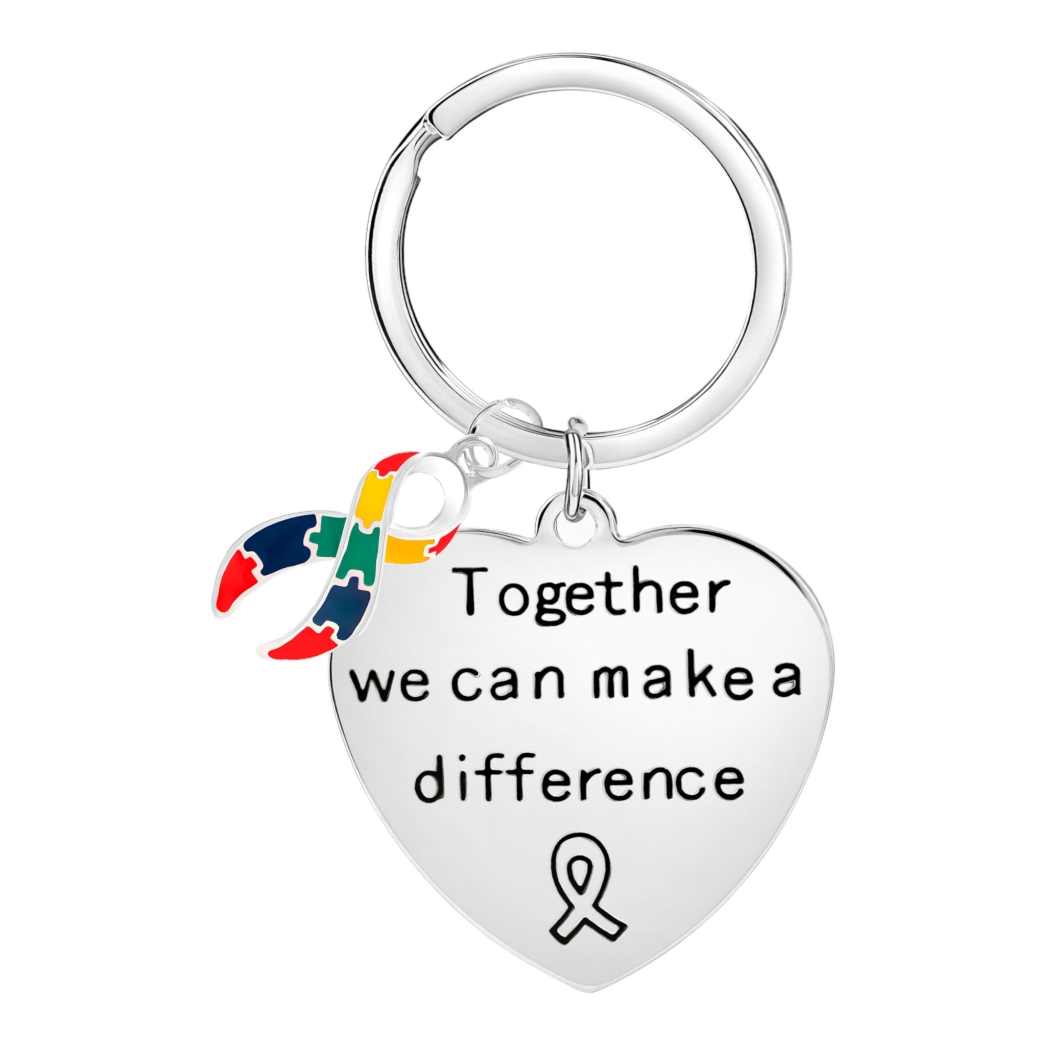Big Heart Make A Difference Autism Awareness Ribbon Key Chains