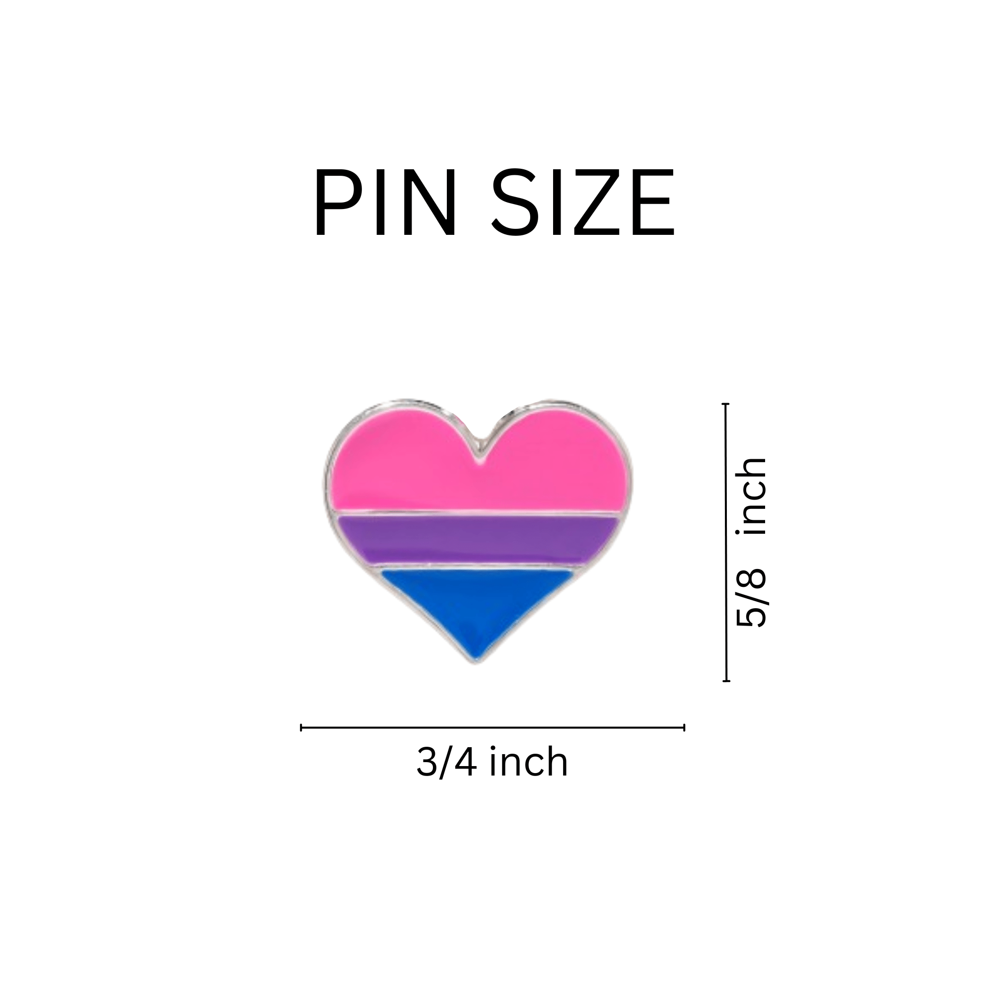 10 Pack Bisexual Flag Heart Pins
