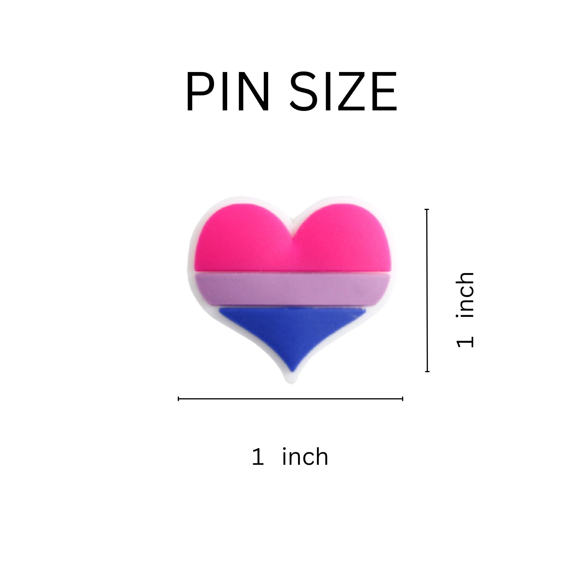 10 Pack Bisexual Flag Heart Silicone Pins