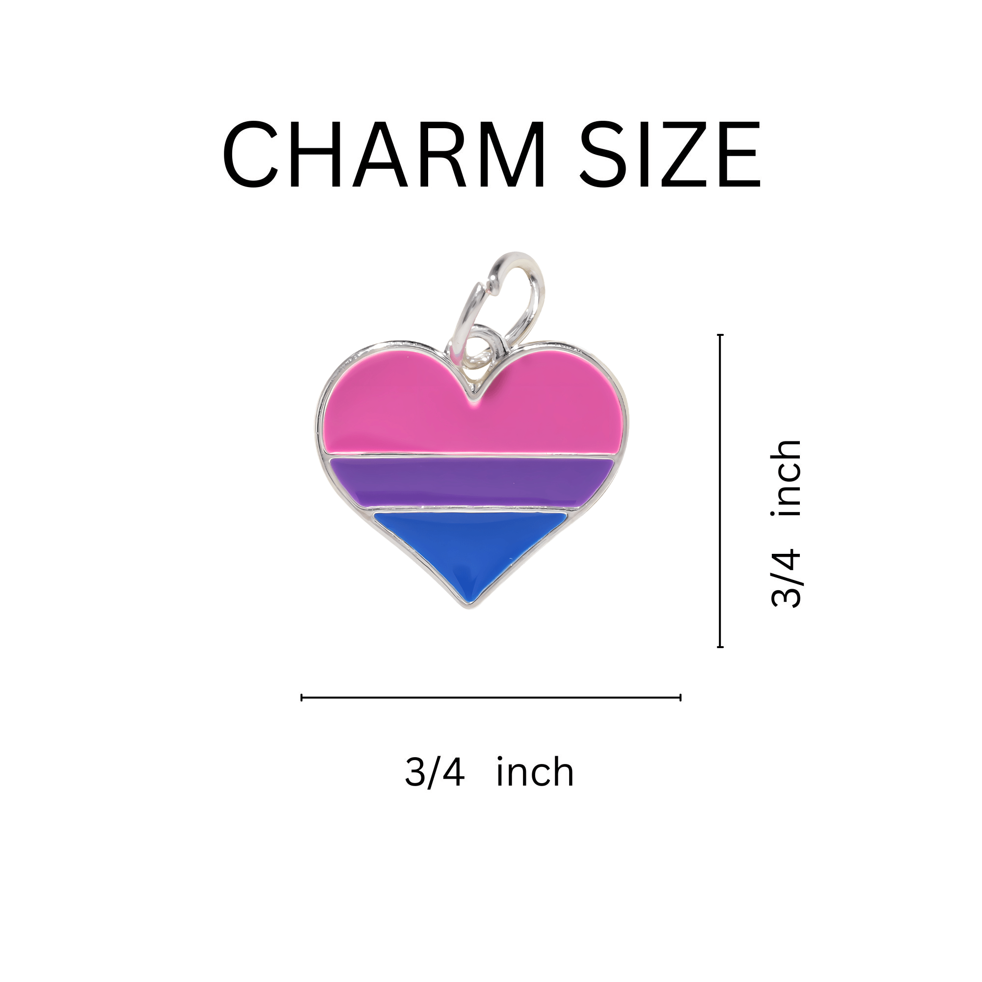 10 Pack Bisexual Heart Charms