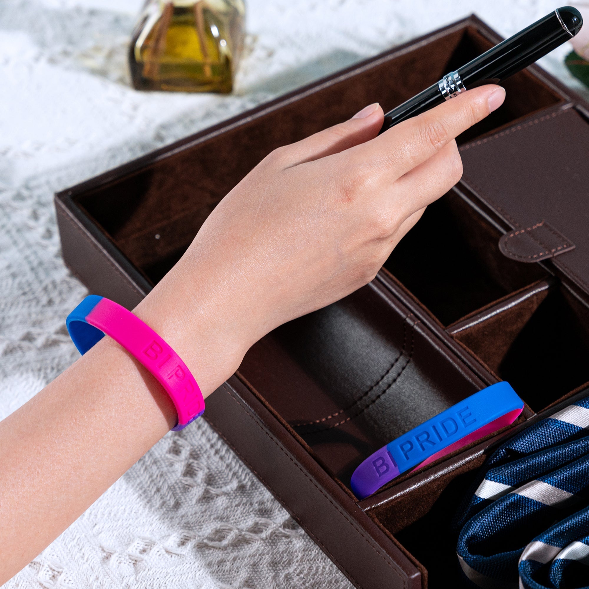 Bisexual Flag Colored Silicone Bracelets